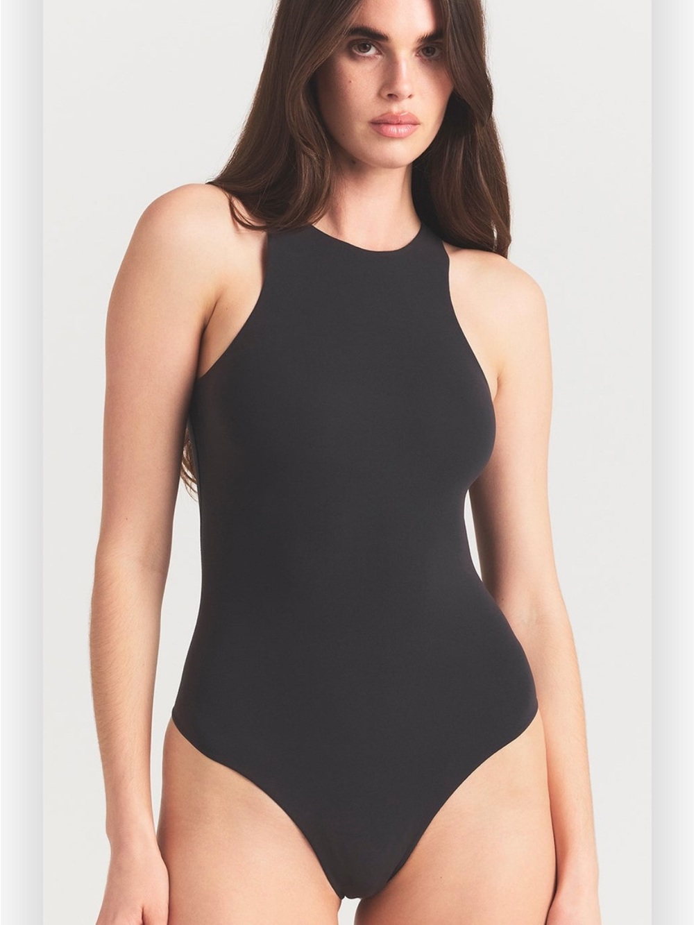 SKIMS Sleeveless High-Neck Black Bodysuit